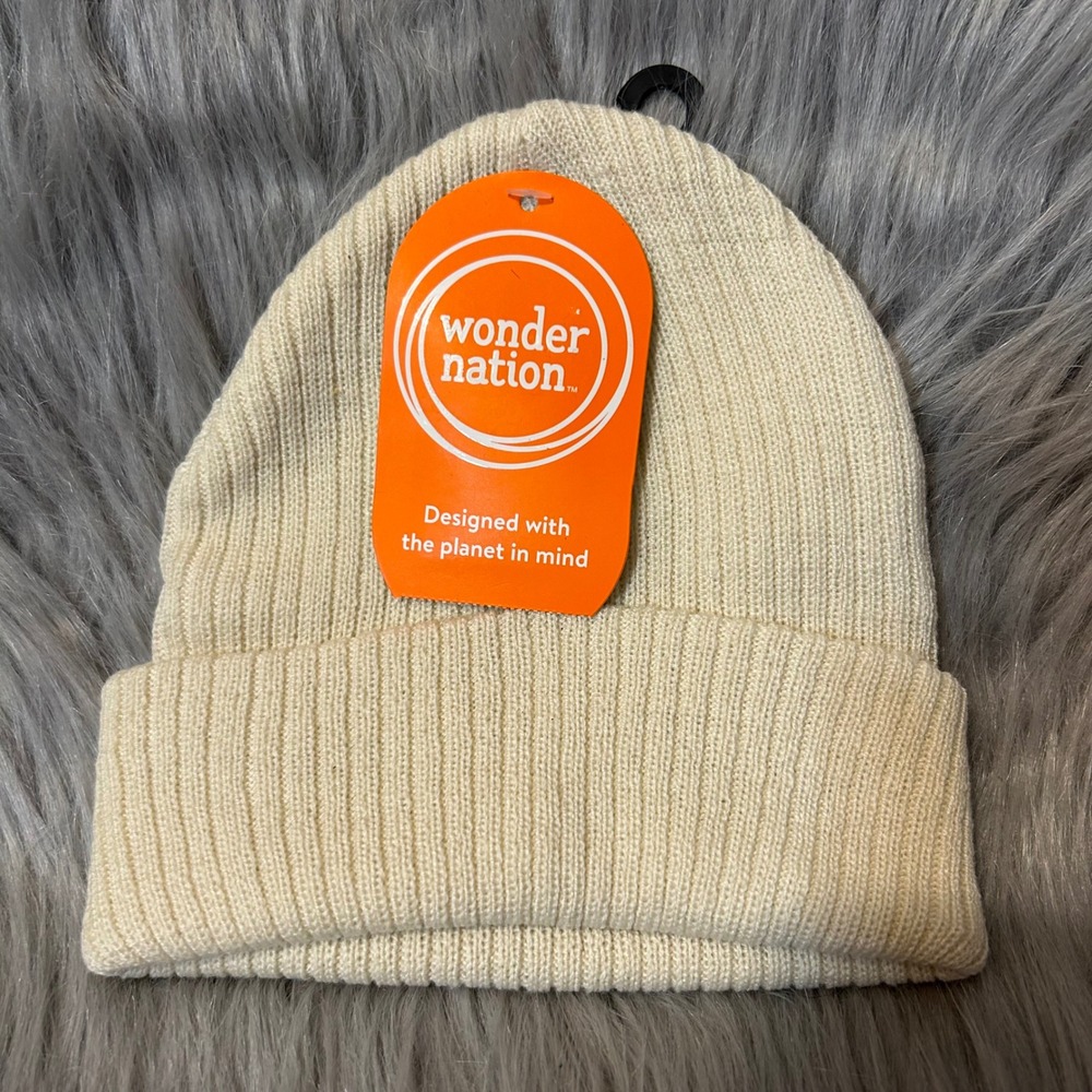 Wonder Nation Beige Beanie Hat Toddler Girls One Size NEW‎
